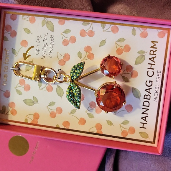 True to Form Cherry Handbag Charm Keychain Bag Charm BNIB Ti - Picture 1 of 4